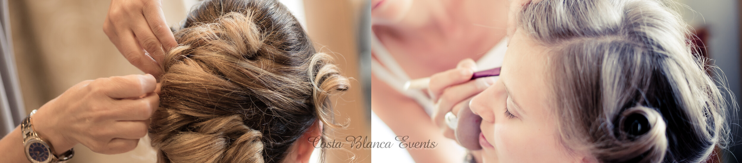 Friseurin und Make-up-Artistin beim haare und Make-up für die Braut